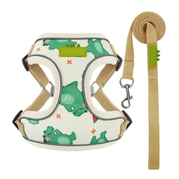 cute-and-fresh-color-matching-breathable-chest-harness-leash-set